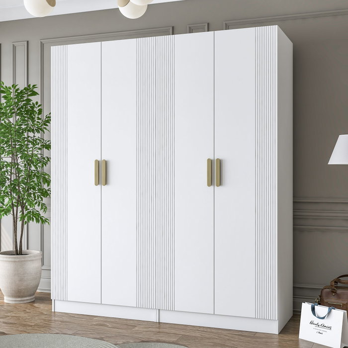 Hanah Home Armario Blanco con Estanterías Hanah Home Armario Blanco con Estanterías